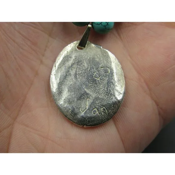 16" Sterling Silver Stone And Amethyst Asian Characters Pendant Necklace - Picture 4 of 7